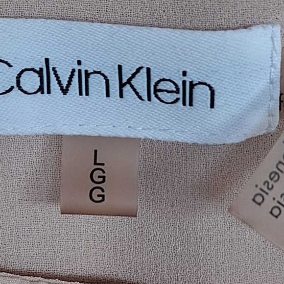 Calvin Klein Pullover SzL Ruffle Sleeve Pale Pink Poly/Spandex Round Neck Fem - Picture 5 of 10